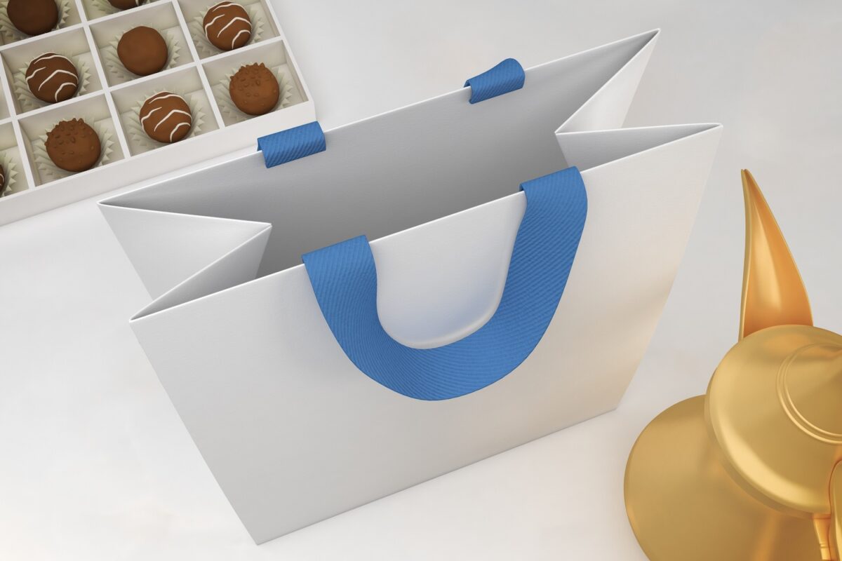 shopping bag with ribbon handle