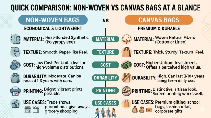 inforgraphic canvas bag vs non woven bag